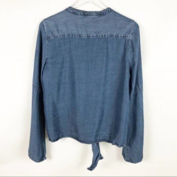Harper Chambray Long Sleeve Tie Blue Shirt Size Medium - Picture 8 of 8